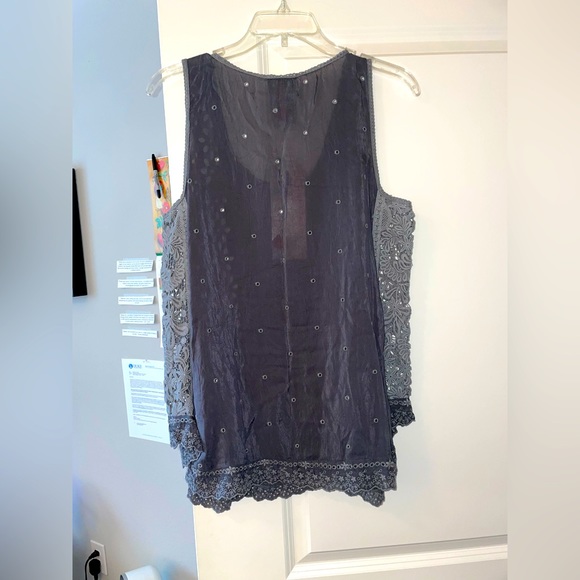 NWT!! Johnny Was Size M Gray/Blue Lucky Tank🐺 - Picture 6 of 6